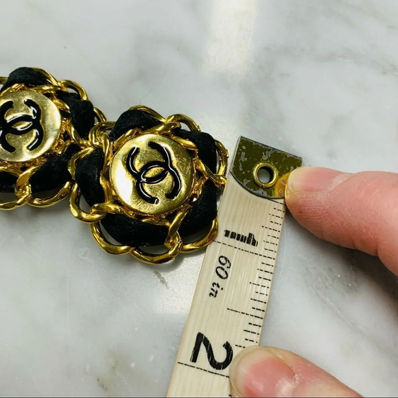 Chanel Costume Gold Clip On Earrings with Leather - Picture 7 of 7